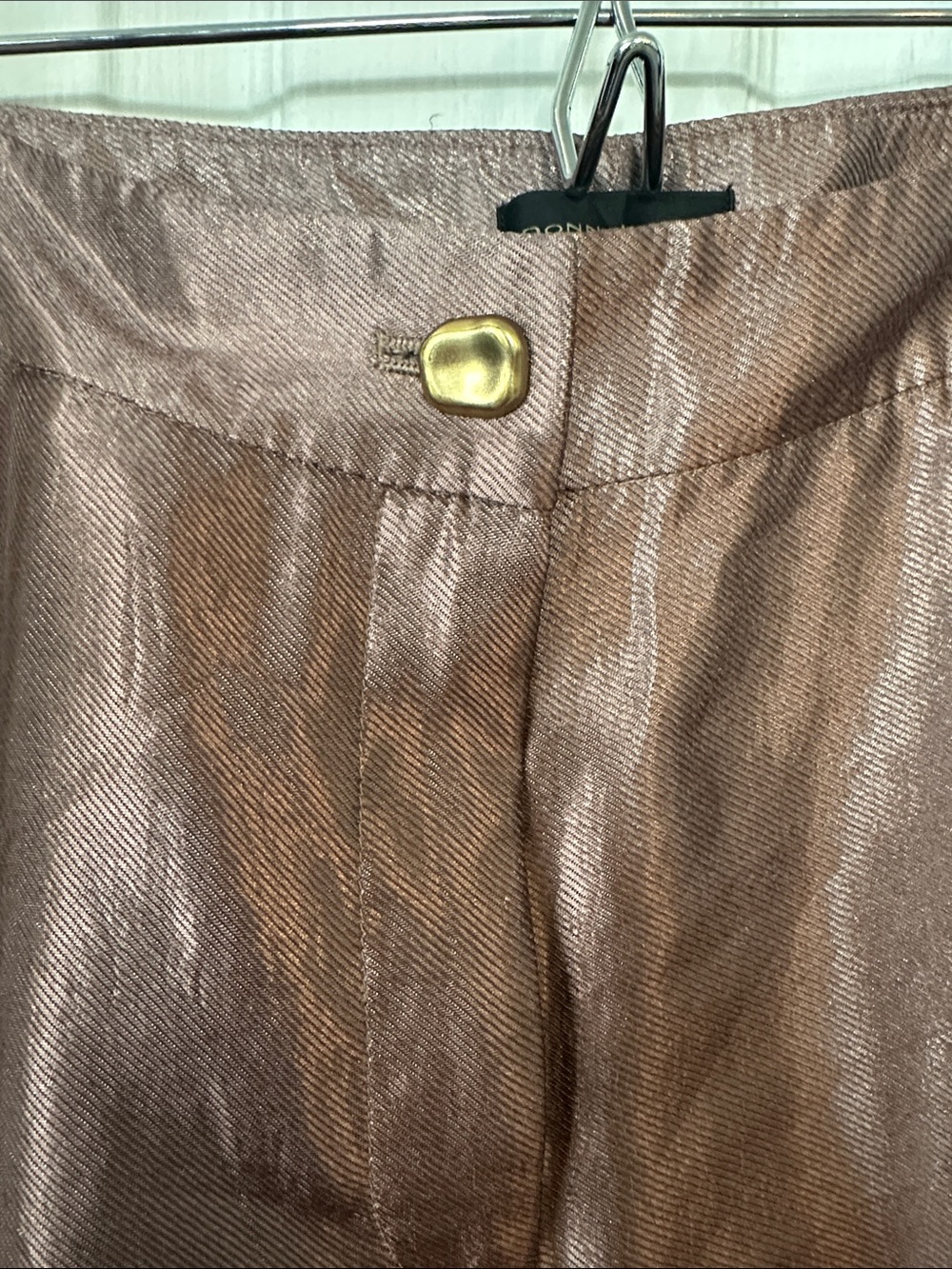 Donna Karan Women’s Metallic Brown Slim Leg Ankle Pants - Picture 3 of 8